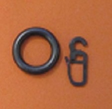 Gardinenringe schwarz 20 x 32mm Ringe mit Haken Gardinenhaken Faltenlegehaken