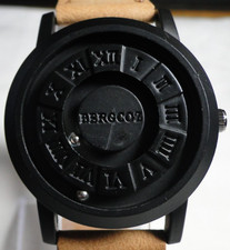 Braun/Schwarze BERGCOZ Quarz Analog Armbanduhr mit Kugel Zeiger