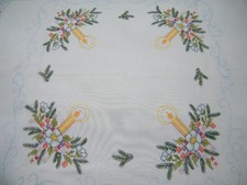 Kreuzstich Stickbild Weihnachten Tischdecke Blumen Handarbeit fertig 78x78