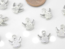 30 Mini Engelanhänger 10mm klein silber hell Metall Schutzengel winzig