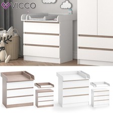 Wickelkommode Wickeltisch Kommode mit 3 Schubladen Emma Weiß Sonoma Baby Vicco