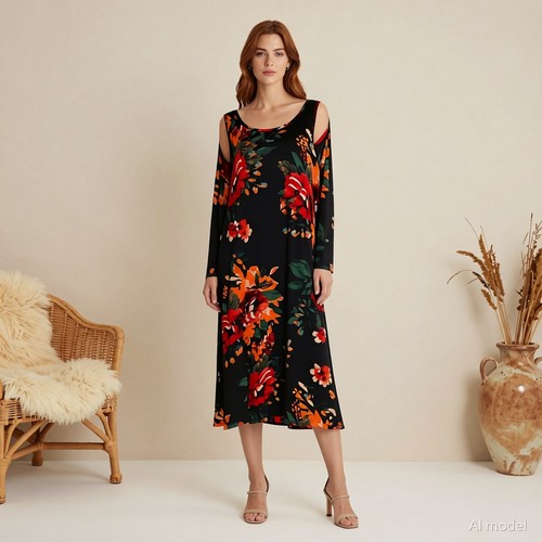 Boho midi kleid mehrfarbig - boho,