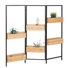 B-Ware Raumteiler mit Pflanzkasten MCW-L32, Holz Gestell schwarz, naturfarben