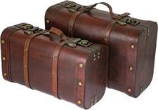 HMF 2er Set Schatztruhe Peru Vintage Koffer Schatzkiste Holztruhe