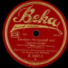 SAXOPHON-ORCH. DOBBRI & MENSING Zwischen Heringsdorf und Swinemünde 78rpm  S8297