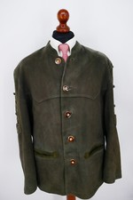 Spieth + Wensky Trachten Lederjacke Gr.54 100% Leder Anthrazit Oliv Top Zustand