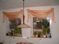 Übergardinen Gelb mit Halterungen für ca 1 m breite Fenster 2 Stück 