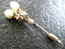 Krawattennadel Silber vergoldet Handarbeit Jugendstil sehr prächtig mit Grandeln