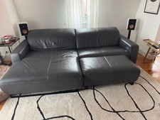 Wohnlandschaft in L Form / Ecksofa aus Leder, elektisch verstellbar, inkl Hocker