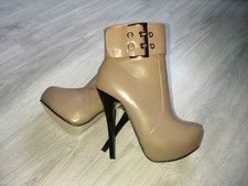 Design High Heel Stiefelette 37 Girasole Taupe Schnalle Lack /Matt Top Neu Sexy