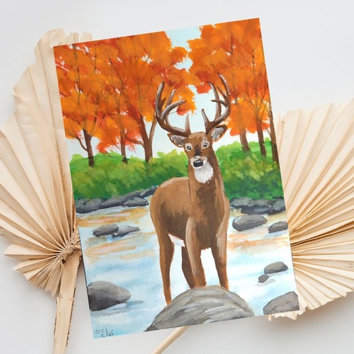 Aquarell hirsch gemälde - aquarell,