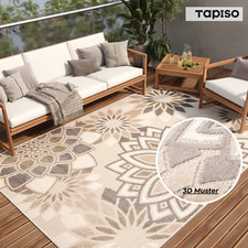 Teppich Flachgewebe  Sisal Blumen Creme Beige Indoor Küche Wohnzimmer Modern