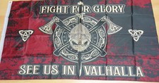 184 FAHNE/FLAGGE Wikinger  Fight for Glory, See us in Valhalla  150 x 250 XXL
