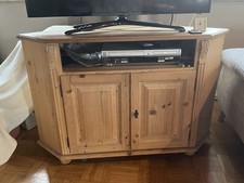 Landhaus Eckkommode TV-Möbel auf Rollen Massiv Holz Kiefer