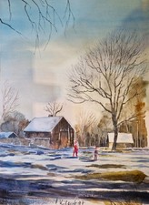 Aquarell Orig "fürstl Thiergarten Hammermühle" REGENBOGEN-ART 35x45 Landschaft