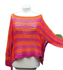 Top gehäkelt Häkeltop Pullover pink orange Oberteil gehäkelt Damen oversized