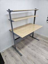 Schreibtisch Metallgestell in grau/silber, Holz in Ahorn, Stecksystem