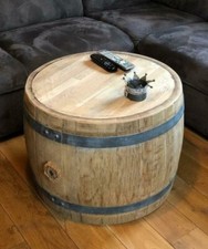 Bauchiger Weinfass Couchtisch mit Holzdeckel