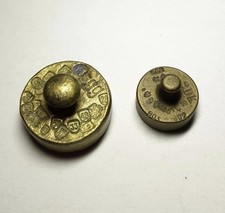 Messing-Gewichte (2 Dezikilo + 50 g) viel Kontrollstempel und Gewichtskorrektur