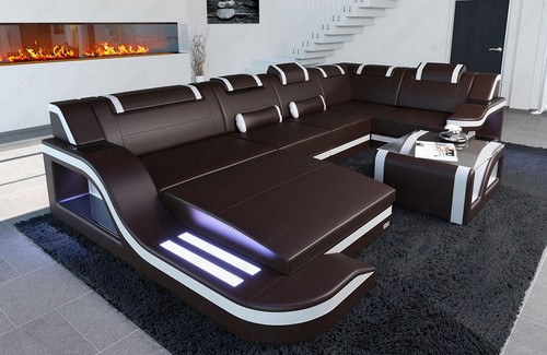 Designer leder couch sofa - designer,