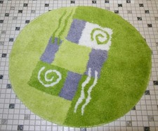 BADEMATTE grün-weiss-grau BAD-TEPPICH rund 80 cm NEU