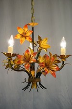Italienischer Florentiner Blumen Kronleuchter Deckenlampe, generalüberholt