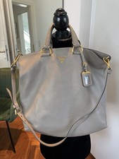 Prada leder handtasche grau - leder,