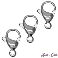 5er Set Ketten Karabiner Haken DIY silbern Edelstahl Kettenverschluß Basteln