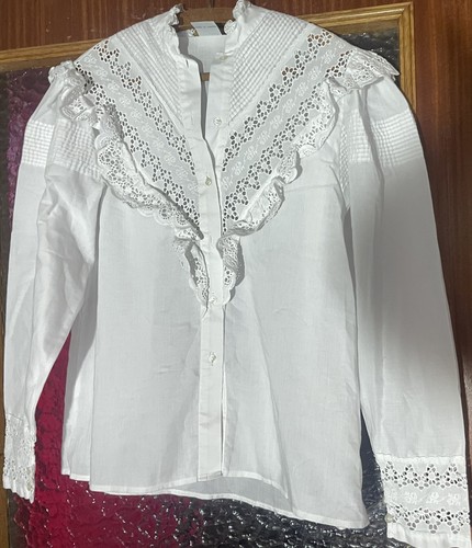 Trachtenbluse weiß mit - gr.40-, trachtenbluse-weiß-mit