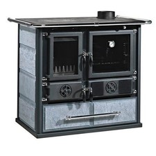 Kaminofen mit Backfach & Herdplatte 6,5 kW Holzofen Küchenherd Heizung Holz Ofen