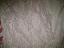 VINTAGE Bluse Langarm ROSA Spitze TRANSPARENT Rüschen Together 38 NEU