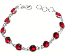 MOSAMBIK GRANAT Edelstein HANDGEFERTIGT 925 Sterlingsilber Schmuck Armband