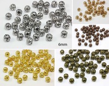 Filigran Perlen Metallperlen Ø 6/8/10/12mm 20-100 Stk. Kugel Zwischenperlen, S1 
