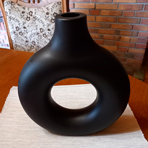 Mattschwarze vase modern - modern, rund