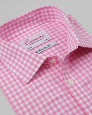 Herren formelles Shirt rosa Gingham leicht bügeln