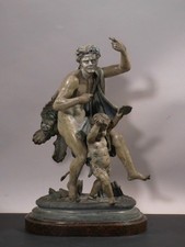 nm2/4  alte Figurengruppe Bacchanten  Metallguss  wohl Frankreich 19. Jh.