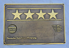 altes Messing Schild 4 Sterne Hotel Gasthaus Hotelklassifizierung Türschild.