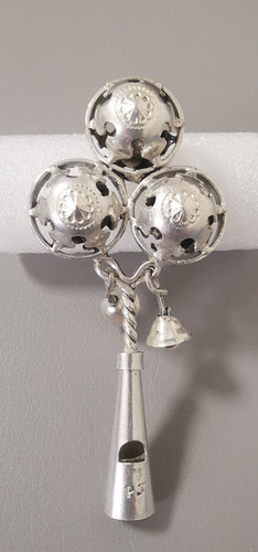 Antike silber babyrassel - silber, mit