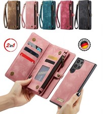 Hülle für Samsung Galaxy Handy Geldbeutel Kartenfach Tasche Zipper 2in1 Wallet