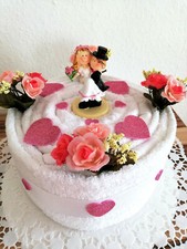 Tolles Hochzeitsgeschenk Torte Handtuchtorte tolles Geldgeschenk in rosa / weiß 