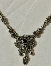 Jugendstil Collier aus Silber 835  um 1900 Granat Halskette 