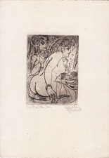 Grafik Radierung Gerhard Windisch 1985-1961 Erotik Visite Baudoir Akt