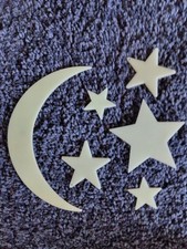 Leuchtsterne Kinderzimmer Mond -Sichel ( 17 cm) +   5 verschiedengroße Sterne