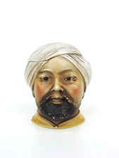 ALTE TABAKDOSE DECKELDOSE KOPF PORZELLAN HANDBEMALT ANTIK