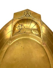 seltene Art Deco Schale aus vergoldetem Metall mit Panthers Tischmitte von WMF 1920