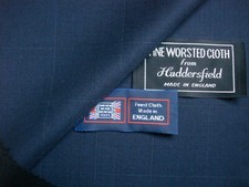 100 % WOLLANZUG STOFF ""Check with Lt. Blue Overcheck"" MADE IN ENGLAND = 3,5m