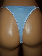 2 x edle Glanz Satin Strings Gr. 38-40 hellblau String Tangas NEU (B667)