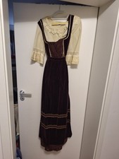 vintage Dirndl Gr.46 Rose Dirndl Tracht mit Bluse  Lang mit Samt Gold Bordeaux