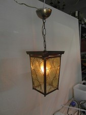Deckenlampe Glas Struktur Laterne Um 1950 Hängelampe Messing Vintage Antik 5b1