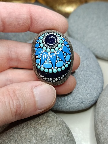 Mandala stein blau - mandala, stein,